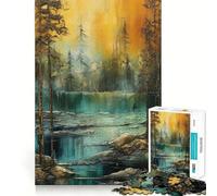 Puzzle Vintage pour Adultes en Bord de lac et forêt,1000 pièces,Jeu de réflexion,Cadeau,découpe de Haute précision,activité relaxante à Faire en Groupe à l'intérieur (38x52cm)