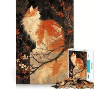 Puzzle Vintage représentant Un Chat Japonais avec des Fleurs de Cerisier,1000 pièces,idéal pour Les Adolescents Un Jeu de mémoire Amusant et Relaxant à Partager en intérieur (38x26cm)