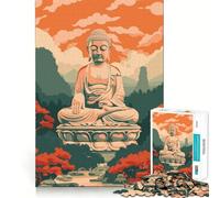 Puzzle Vintage rétro Bouddha,1000 pièces,Jeu de réflexion Stimulant,sans pièces détachées,défi cérébral interactif pour la Maison (50x75cm)