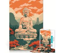 Puzzle Vintage rétro Bouddha 1000 pièces pour Adolescents,Jeu de Concentration mentale,découpe de précision,Bords Lisses, pour Les fêtes (38x26cm)