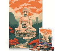 Puzzle Vintage rétro Bouddha 1000 pièces pour Adultes Concentration, détente, soulagement du Stress, Amusant, découpe Lisse, Cadeau Festif (38x26cm)