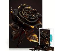 Puzzle Vintage Rose Noire 1000 Pièces Découpe Laser pour Un Assemblage Parfait Activité de Partage et de Concentration Amusante à Partager en Famille (50x75cm)
