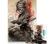 Puzzle Vintage samouraï 1000 pièces,Jeu de Construction Focus,Assemblage sécurisé et Solide,Jouet d'intérieur pour Les Vacances (50x75cm)