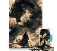 Puzzle Vintage Samouraï Dragon 1000 pièces pour Adolescents, Jeu de logique et de logique, Passe-Temps Calme, Bords Lisses, Cadeau de qualité supérieure (50x75cm)
