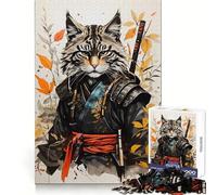 Puzzle Vintage Samurai Cat 1000 pièces pour Adolescents, Jeu de logique et de Construction, Silencieux et Amusant, découpe Nette, Joli Cadeau (50x75cm)