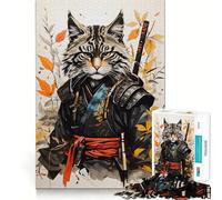 Puzzle Vintage Samurai Cat 1000 pièces pour Adolescents, Jeu de logique et de Construction, Silencieux et Amusant, découpe Nette, Joli Cadeau (50x75cm)