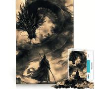 Puzzle Vintage Samurai Dragon 1000 pièces pour Adultes, Jeu de réflexion et d'éveil, activité à la Maison, découpe Lisse, Surprise de Noël (38x52cm)