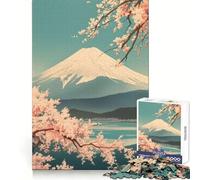 Puzzle Vintage Souple Mont Fuji 1000 pièces pour Adolescents Développe la logique, apaise l'esprit, Amusant et sécurisé Assemblage Parfait Idée Cadeau (38x52cm)