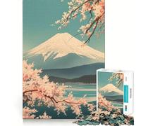 Puzzle Vintage Souple Mont Fuji 1000 pièces pour Adolescents,Jeu de Concentration mentale,découpe de précision,Bords Lisses, pour Les fêtes (38x26cm)