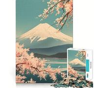 Puzzle Vintage Souple Mont Fuji Art pour Adolescents,1000 pièces,Jeu de mémoire,Verrouillage sûr,sans pièces détachées,idéal pour Les Voyages,Cadeau pour Les Cerveaux (38x52cm)