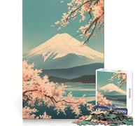 Puzzle Vintage Souple Mont Fuji pour Adultes, 1000 pièces, Exercice Intelligent, Plaisir léger, Bords précis, Cadeau de Noël (50x75cm)