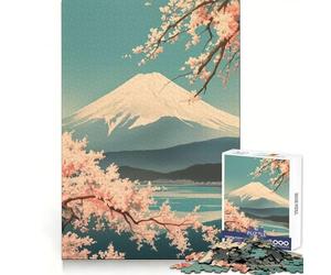 Puzzle Vintage Souple Mont Fuji pour Adultes, 1000 pièces, Exercice Intelligent, Plaisir léger, Bords précis, Cadeau de Noël (50x75cm)