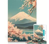 Puzzle Vintage Souple représentant Le Mont Fuji,1000 pièces,Jeu de Concentration mentale,découpe de précision,Bords Lisses,activité captivante pour des soirées tranquilles (50x75cm)