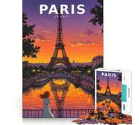 Puzzle Vintage Style Anime représentant la Skyline de Paris avec la Tour Eiffel 1000 pièces à Assembler Jeu Amusant et sans bavures Pièces nettes et découpées Format Voyage Jeu de Construction