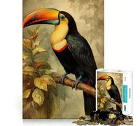 Puzzle Vintage Toucan 1000 pièces Jeu de Construction Focus Assemblage Parfait sans écart Activité gratifiante pour Les Jours de Pluie (50x75cm)