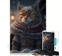 Puzzle Vintage Viking Cat Lord,1000 pièces,Jeu de Concentration mentale,sans Espace,Design ajusté,défi cérébral interactif pour la Maison (50x75cm)