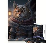 Puzzle Vintage Viking Cat Lord pour Adolescents, 1000 pièces, développe la mémoire, Offre Un Moment de détente agréable, Bords Nets, Surprise de Noël (50x75cm)