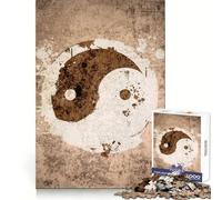 Puzzle Vintage Yin et Yang 1000 pièces pour Adolescents Développe la logique, favorise Un Loisir paisible, Finitions nettes, Cadeau mémorable (38x52cm)