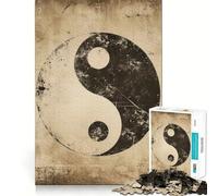 Puzzle Vintage Yin Yang 1000 pièces pour Adolescents,Jeu Stimulant l'esprit,Assemblage sécurisé et Solide,activité Amusante en Famille (50x75cm)