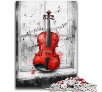 Puzzle Violon Rouge pour Adolescents 1000 Pièces, Jeu Familial Anti-Stress, Défi Difficile, Collection Artistes, Beaux-Arts (50x75cm)