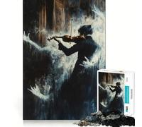 Puzzle Violoniste dans la Brume 1000 Pièces Jeu de Construction Focus Zero Gap Activité Récompenseuse pour Les Jours de Pluie (50x75cm)