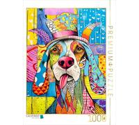 Puzzle · Visage de Chien Pop Art coloré | Un visage de chien abstrait et coloré dans le style pop art · 1000 pièces · Format assemblé 64 × 48 cm · CALVENDO Puzzle
