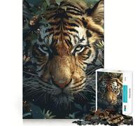 Puzzle Visage de Tigre 1000 pièces pour Adolescents, Jeu de réflexion Amusant et décontracté, Design élégant, Cadeau 50x75cm