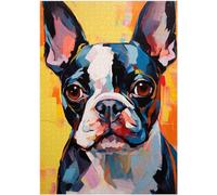 Puzzle visage du terrier de Boston 300/500/1000 pièces, style peinture moderniste Boston Terrier Mug Shot Puzzle (1000 pièces (50 × 75 cm)