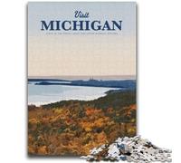 Puzzle Visit Michigan 1000 pièces pour Adultes et Adolescents, Jeu Stimulant et éducatif en Famille pour Anniversaire et Noël 1000 pièces (26x38cm)