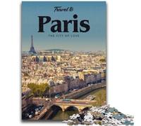 Puzzle Visite Paris 1000 pièces pour Adolescents, Jeu Familial Anti-Stress, défi Difficile, Cadeaux pour Amis et Famille 1000 pièces (26x38cm)