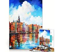 Puzzle Visitez Amsterdam 1000 pièces,Jeu de Concentration mentale,découpe de précision,Bords Lisses,activité captivante pour des soirées tranquilles (50x75cm)