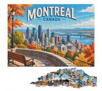 Puzzle Visuel Bois, Adulte, Montreal Autumn Cityscape View, 1000 pièces | Un loisir manuel à la maison - moins de temps devant les écrans seul ou à plusieurs.