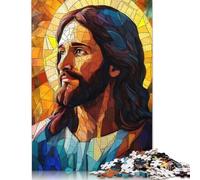 Puzzle vitrail Jésus-Christ 1000 pièces pour Adultes et Adolescents à partir de 12 Ans, Cadeaux de Noël 1000 pièces (75 x 50 cm)