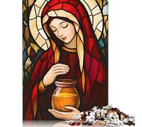 Puzzle vitrail Marie-Madeleine 1000 pièces pour Adultes et Adolescents, Jouets éducatifs en Papier (38 x 26 cm)