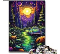 Puzzle Voiture Néon dans la Nature pour Adolescents, Jouets Éducatifs et Anti-Stress avec Père Noël (70x100cm)