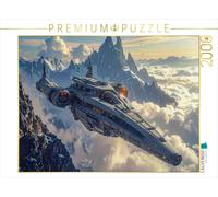 Puzzle · Vol au-Dessus des Sommets | Un vaisseau spatial imposant en phase d'atterrissage · 2000 pièces · Format assemblé 90 × 67 cm · CALVENDO Puzzle