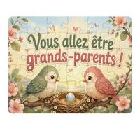 Puzzle Vous Allez être Grands-Parents ! | 30 Pièces 24 × 19 cm Carton Brillant 2 mm | Message à Reconstituer Annonce Surprise | Cadeau Anniversaire Noël