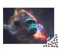 Puzzle Voyage 1000 pièces Vision Cosmique de Singe Adultes, Gorille Cosmique nébuleuse Mystique Premium épais Robuste Haute qualité Stimulant Anti-Stress 38x26cm