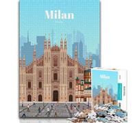 Puzzle Voyage à Milan 1000 pièces pour Adultes et Adolescents, Jeu de Quiz, décoration Murale, Cadeaux d'anniversaire et de Noël Uniques 50x75cm