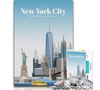 Puzzle Voyage à New York de Jour pour Adolescents 1000 pièces, Jeu Familial Anti-Stress, défi Difficile, Collection d'artistes, Beaux-Arts 50x75cm