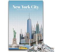 Puzzle Voyage à New York de Jour pour Adultes 1000 pièces, activité familiale avec Affiche et fiche de Questions pour Les 14 Ans et Plus 1000 pièces (50x75cm)