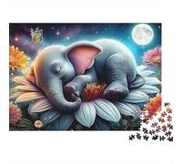 Puzzle Voyage Jungle Arc-en-Ciel 1000 Pièces pour Adultes Bébé Éléphant Fleur Lune Papillon Premium Épais Robuste Haute Qualité Difficile Anti-Stress 70x50cm