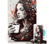 Puzzle We Love Coffee pour Adolescents,1000 pièces,Jeu de mémoire Amusant,Surface Lisse sans bavures,Cadeau d'anniversaire,Casse-tête (38x26cm)