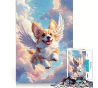 Puzzle Welsh Corgi aux Ailes d'ange pour Adultes,1000 pièces,Jeu Stimulant la réflexion,Structure à emboîtement précise,Facile à Apprendre,pour Le Plaisir de Toute la Famille (38x52cm)