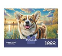 Puzzle Welsh Corgi Sturdy Matte Premium 1000 pièces, Motif Fleurs Sauvages, pour Adultes, idéal pour Les Jours de Pluie, Cadeau pour la Maison et la Famille, 52 x 38 cm / 1000 pièces