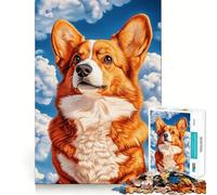 Puzzle Welsh Corgi sur Fond de Ciel Bleu 1000 pièces Développe la mémoire et Amuse Qualité Professionnelle pour stimuler l'esprit (38x52cm)