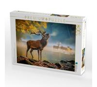 Puzzle · Wenn der Hirsch erscheint, hält der Wald den Atem an | Hirsche · 1000 pièces · Format assemblé 64 × 48 cm · CALVENDO Puzzle