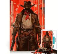 Puzzle Western Outlaw pour Adolescents,1000 pièces,Jeu de mémoire Amusant,Surface Lisse sans bavures,Cadeau d'anniversaire,Casse-tête (38x26cm)
