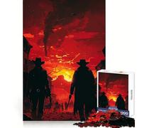 Puzzle Western Town Affrontement au Coucher du Soleil pour Adultes 1000 pièces Activité relaxante et stimulante pour la mémoire Cadeau de Noël Chaleureux et Confortable (38x52cm)