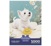 Puzzle Westie 1000 Pièces en Carton pour Adultes Jeu D’activité Intérieure Puzzle Westie Pétales Cadeau Famille Home Decor 70x50cm/1000pcs